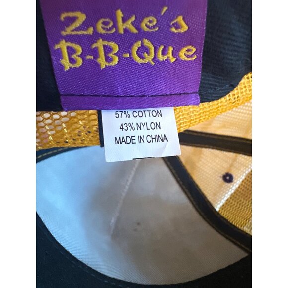 Zekes B-B-Que Trucker Hat Snapback Adjustable Mesh Cap Navy Gold - Picture 5 of 5